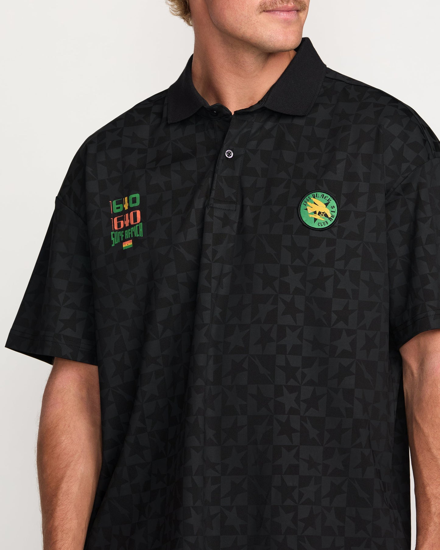 Billabong x Mami Wata Black Star Surf Club Short Sleeve Polo Shirt - Black