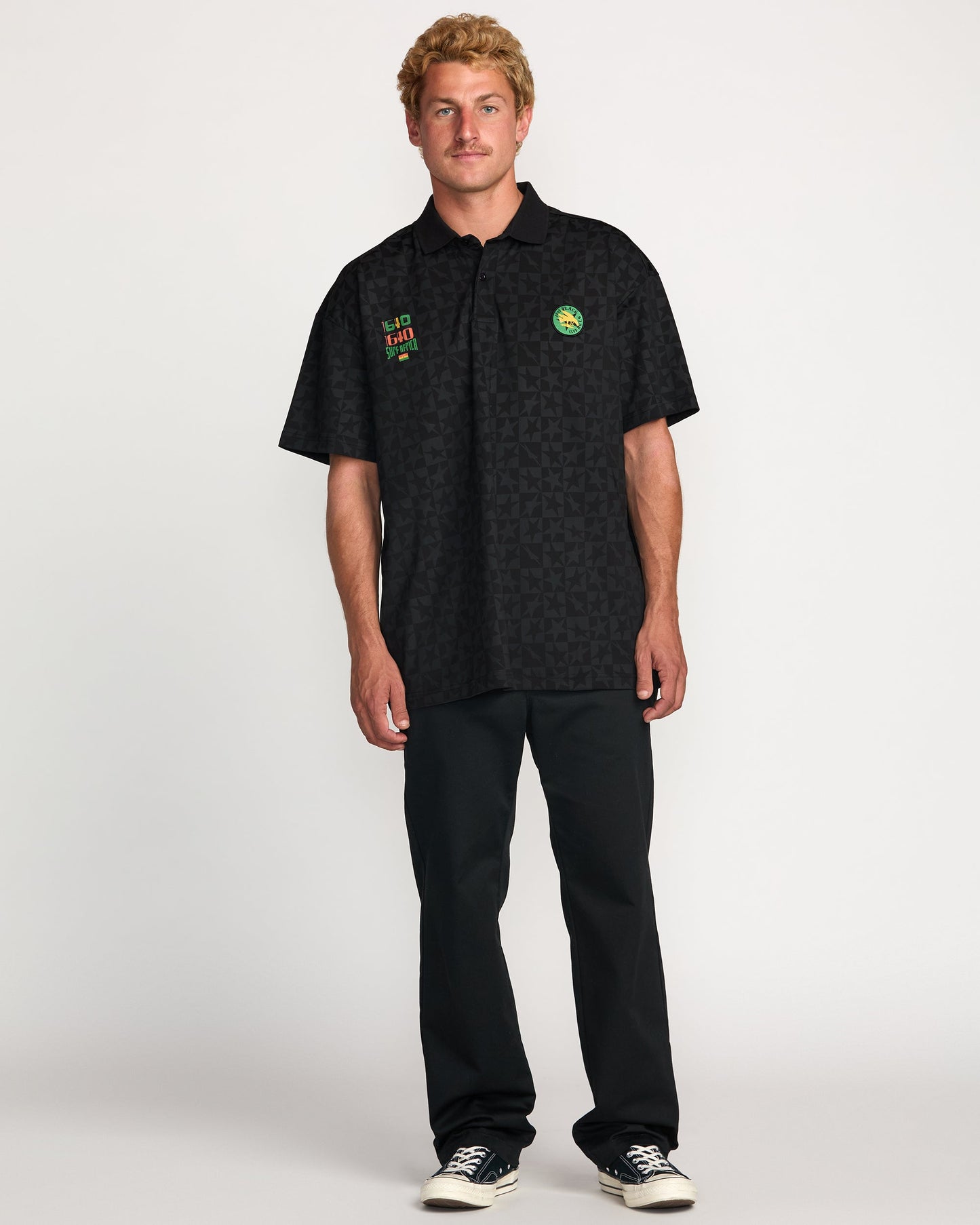 Billabong x Mami Wata Black Star Surf Club Short Sleeve Polo Shirt - Black