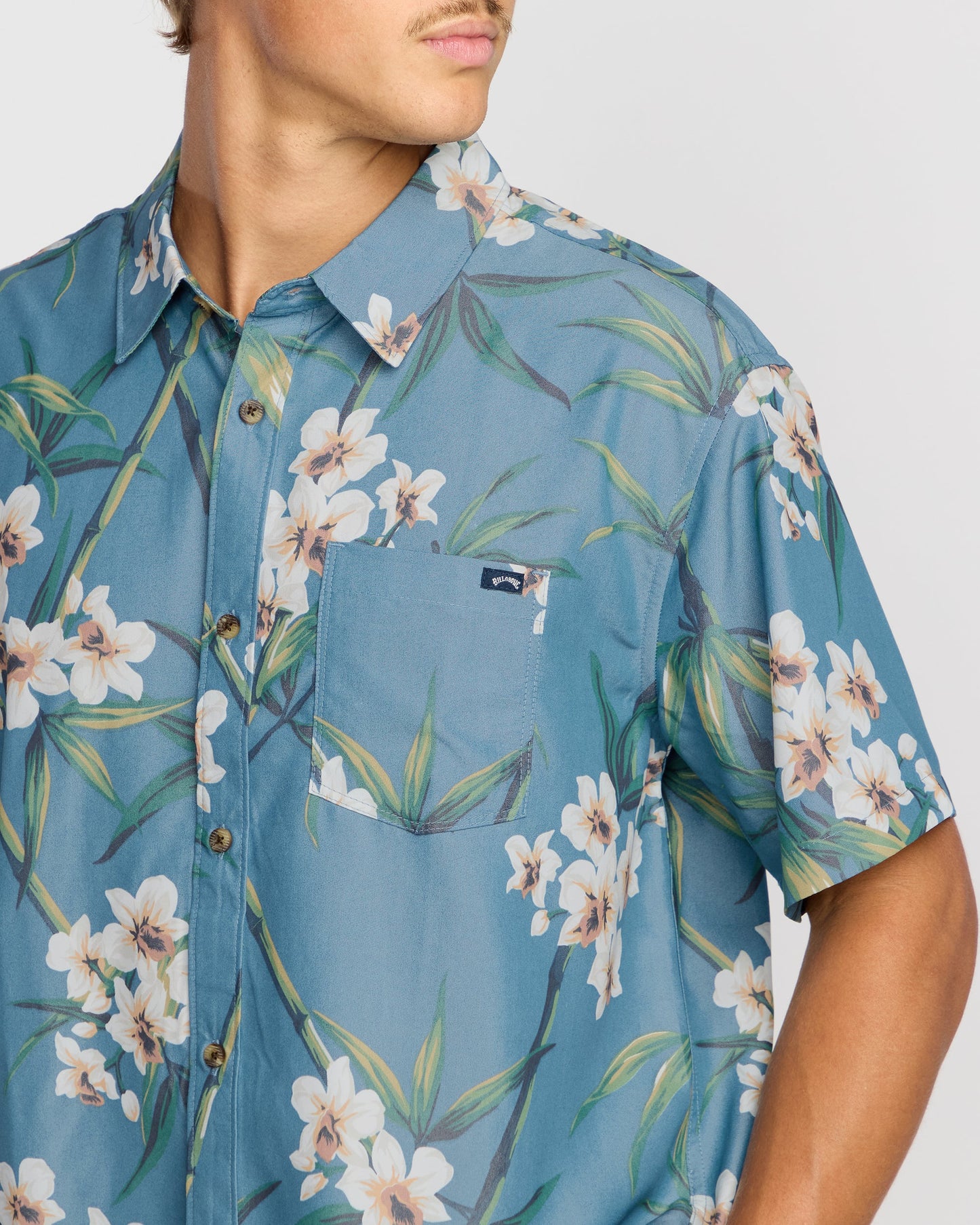 Sundays Lounge Short Sleeve Shirt - Steel Blue