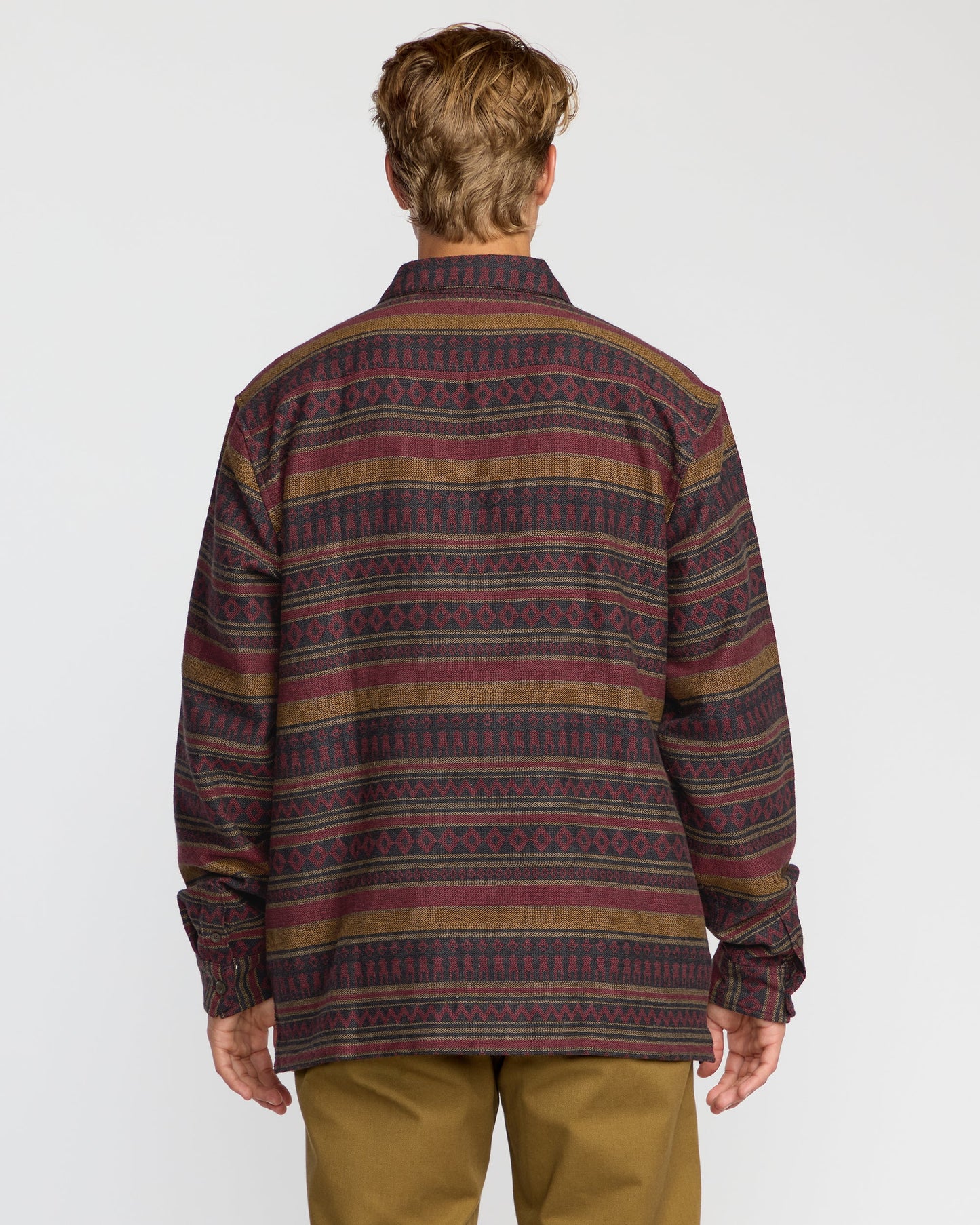 Offshore Jacquard Long Sleeve Flannel Shirt - Brick