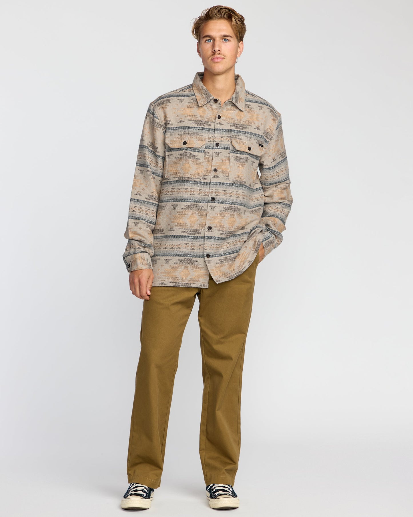 Offshore Jacquard Long Sleeve Flannel Shirt - Sand