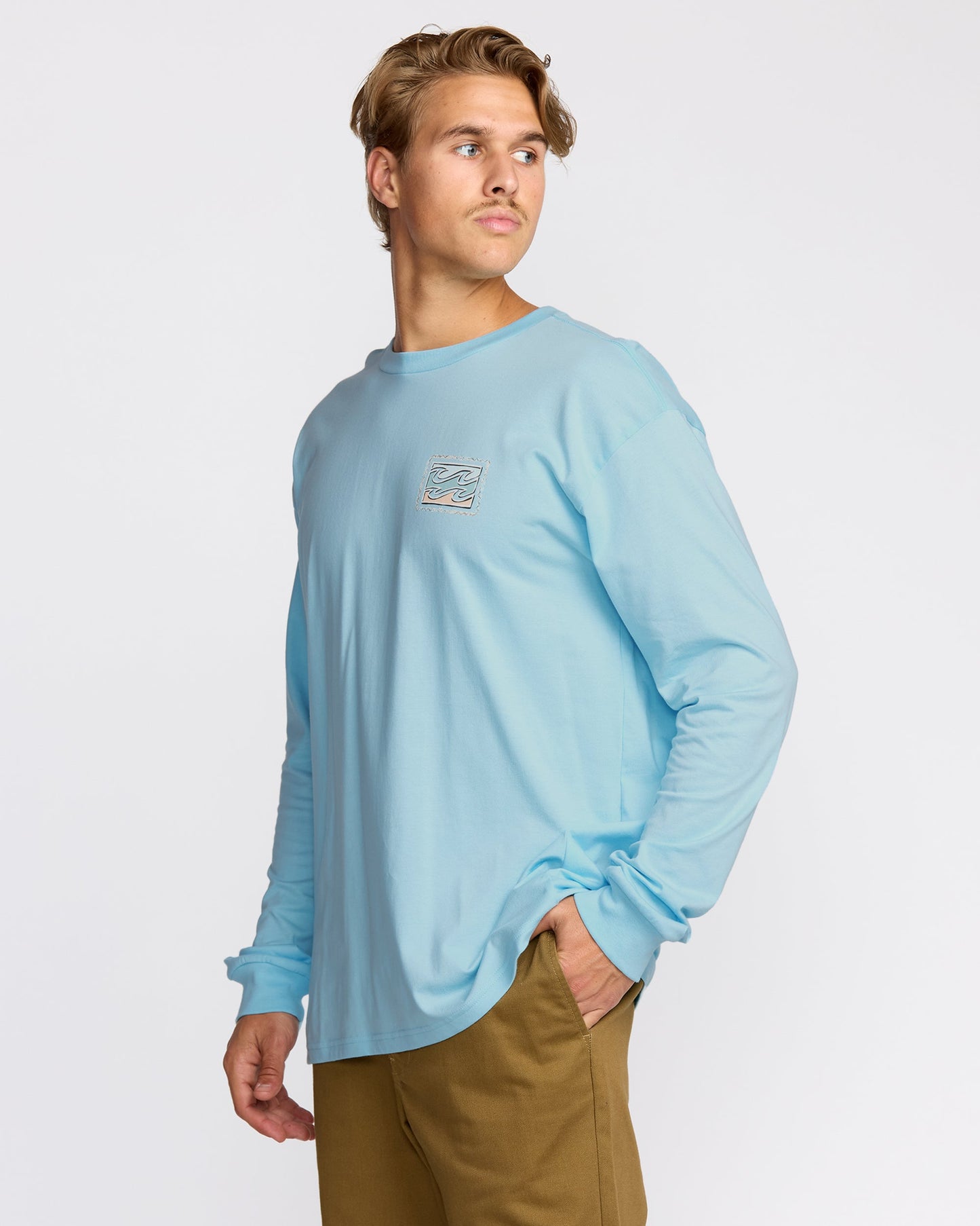 Crayon Wave Regular Long Sleeve T-Shirt - Coastal Blue