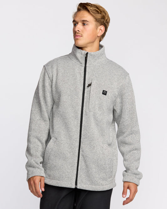 Boundary Mock Neck Zip Sweatshirt - Grey Htr