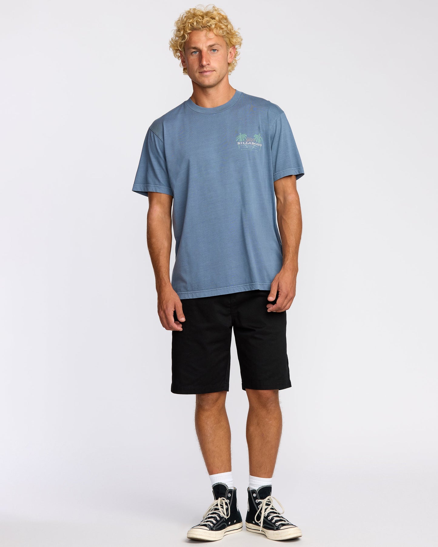 Social Lounge Premium Wave Wash Short Sleeve T-Shirt - Steel Blue