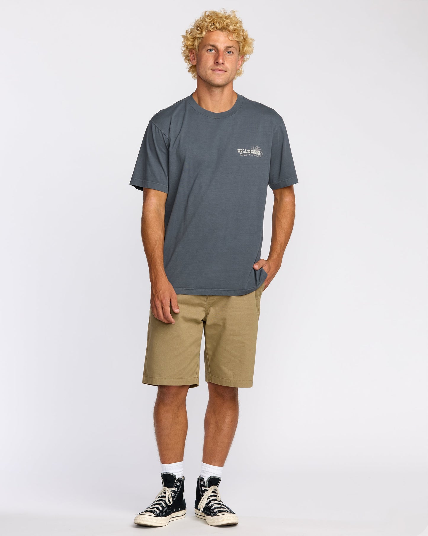 Single Fin Premium Wave Wash Short Sleeve T-Shirt - Midnight Blue