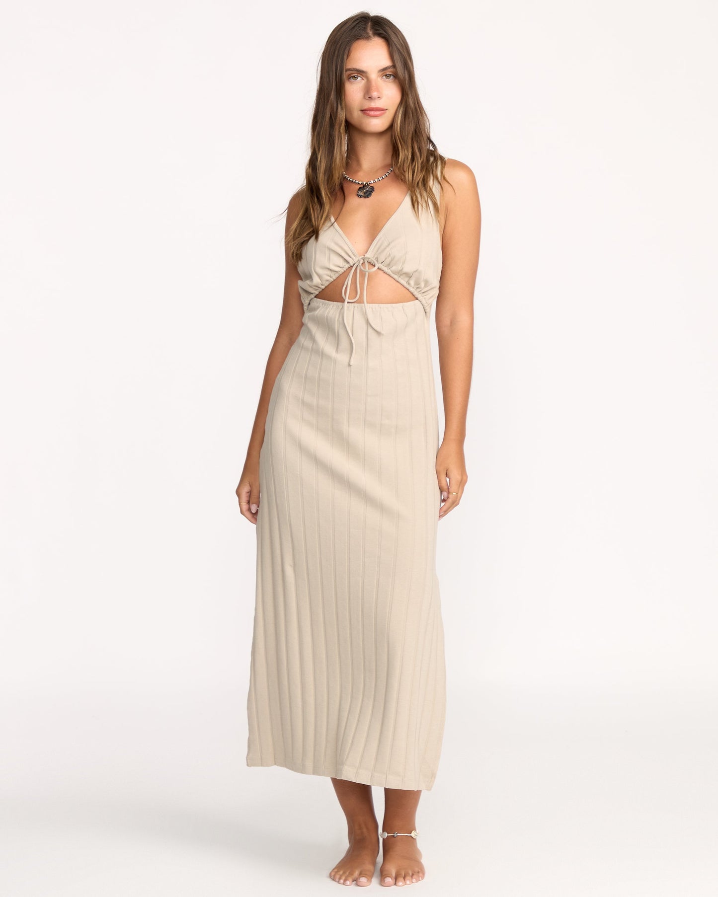 Slides Midi Knit Dress - Cobblestone