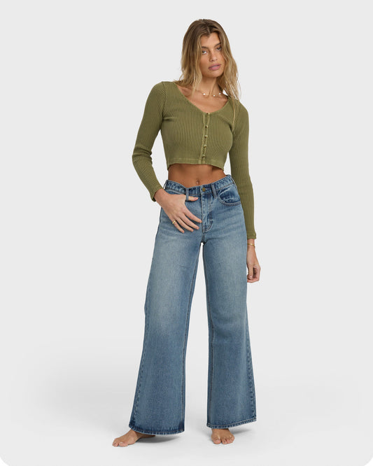 Free Fall High-Waist Denim Pants - Atlantic Deep