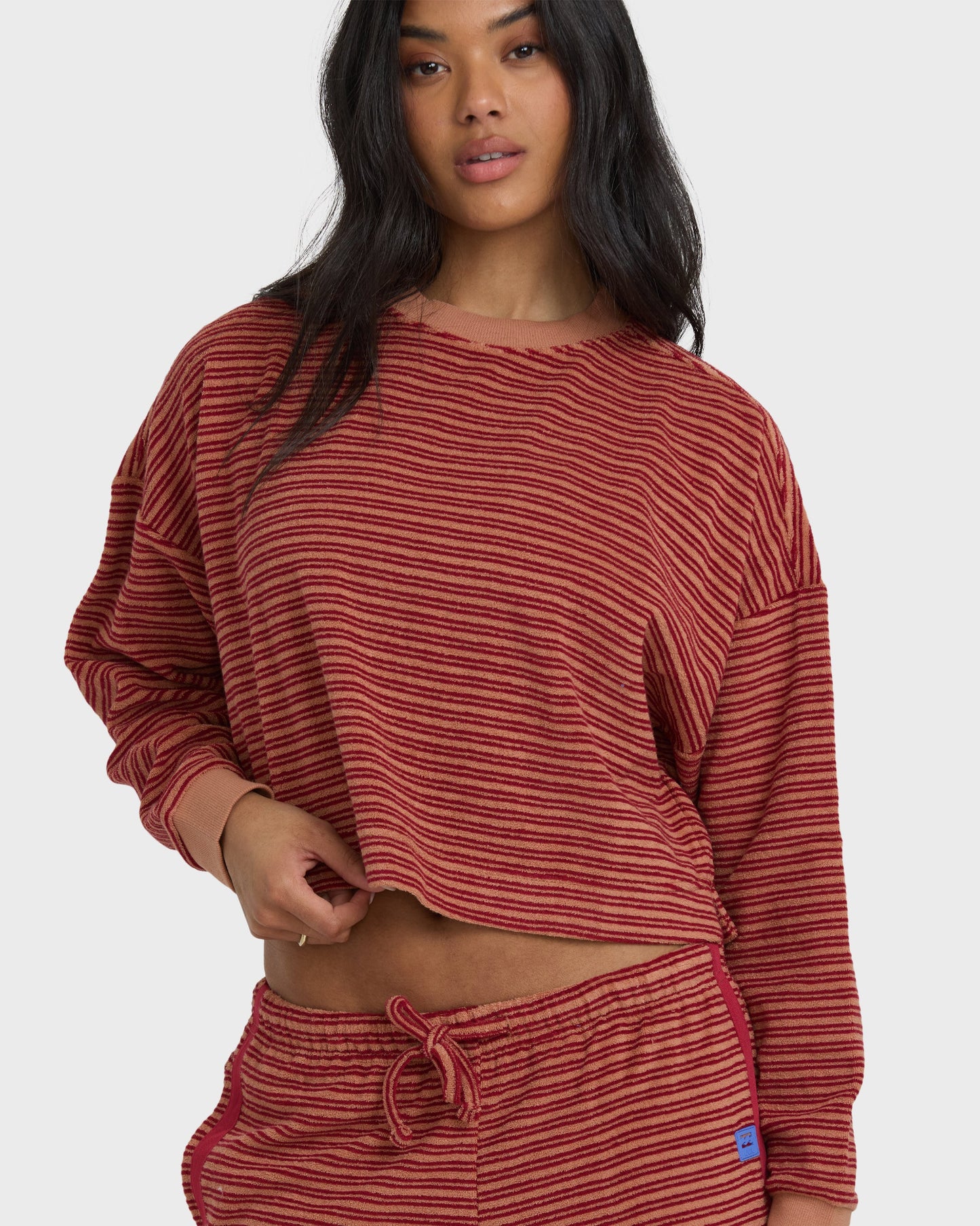 Waves For Days Terry Crewneck Sweatshirt - Rose Brown