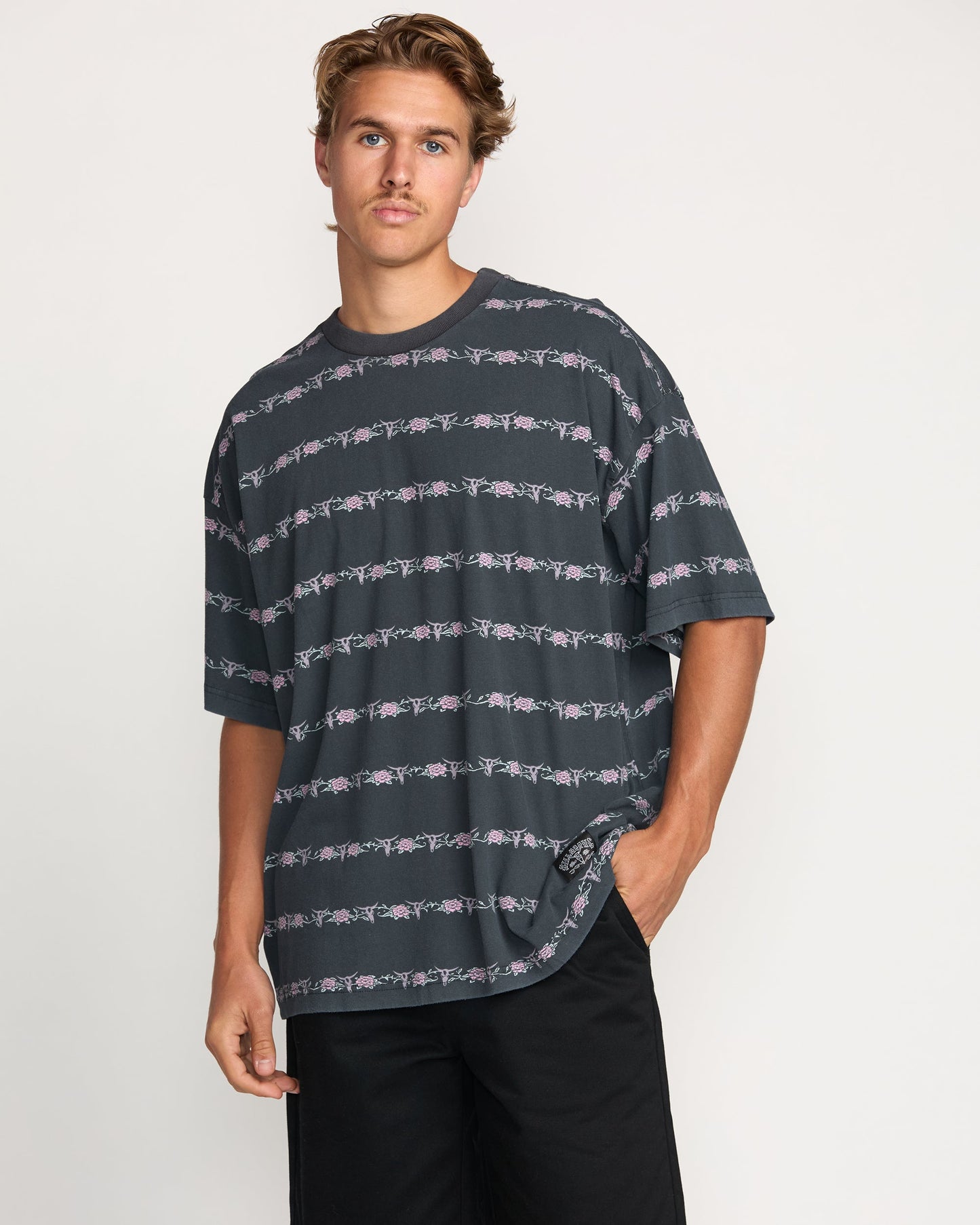 Raging Bull Stripe Tee - Washed Black