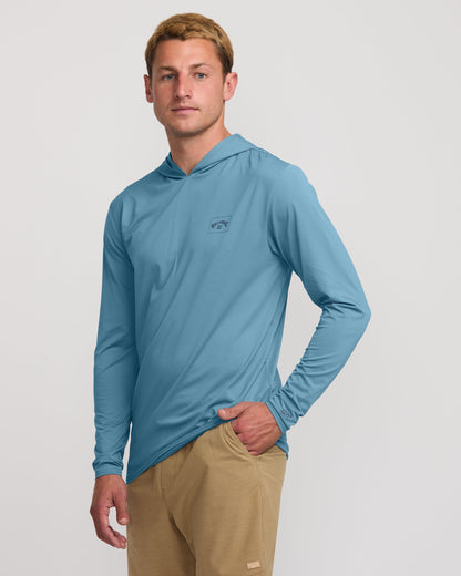 Arch Mesh Long Sleeve Hooded Surf Tee - Bay Blue