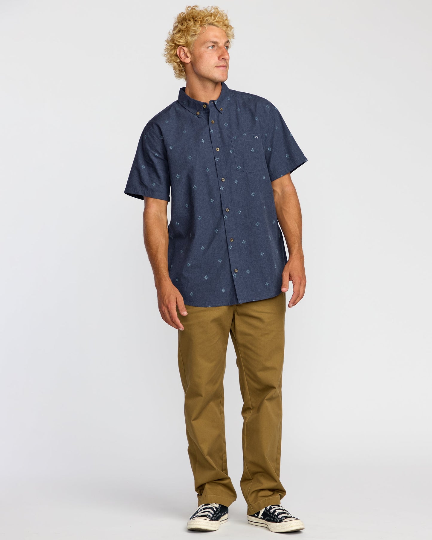 All Day Jacquard Short Sleeve Shirt - Midnight