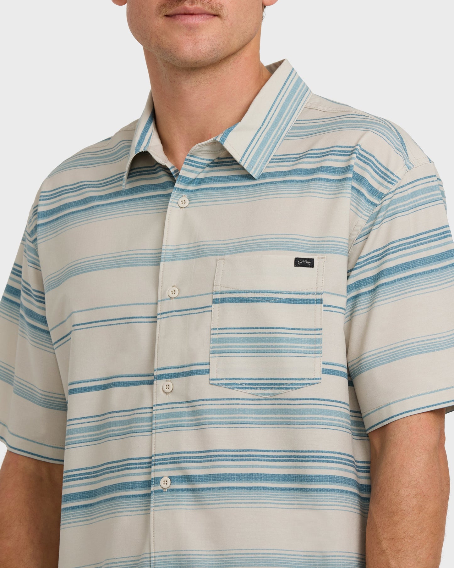 All Day Stripe Short Sleeve Shirt - Dusty Blue