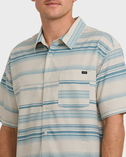 All Day Stripe Short Sleeve Shirt - Dusty Blue