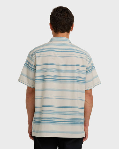 All Day Stripe Short Sleeve Shirt - Dusty Blue