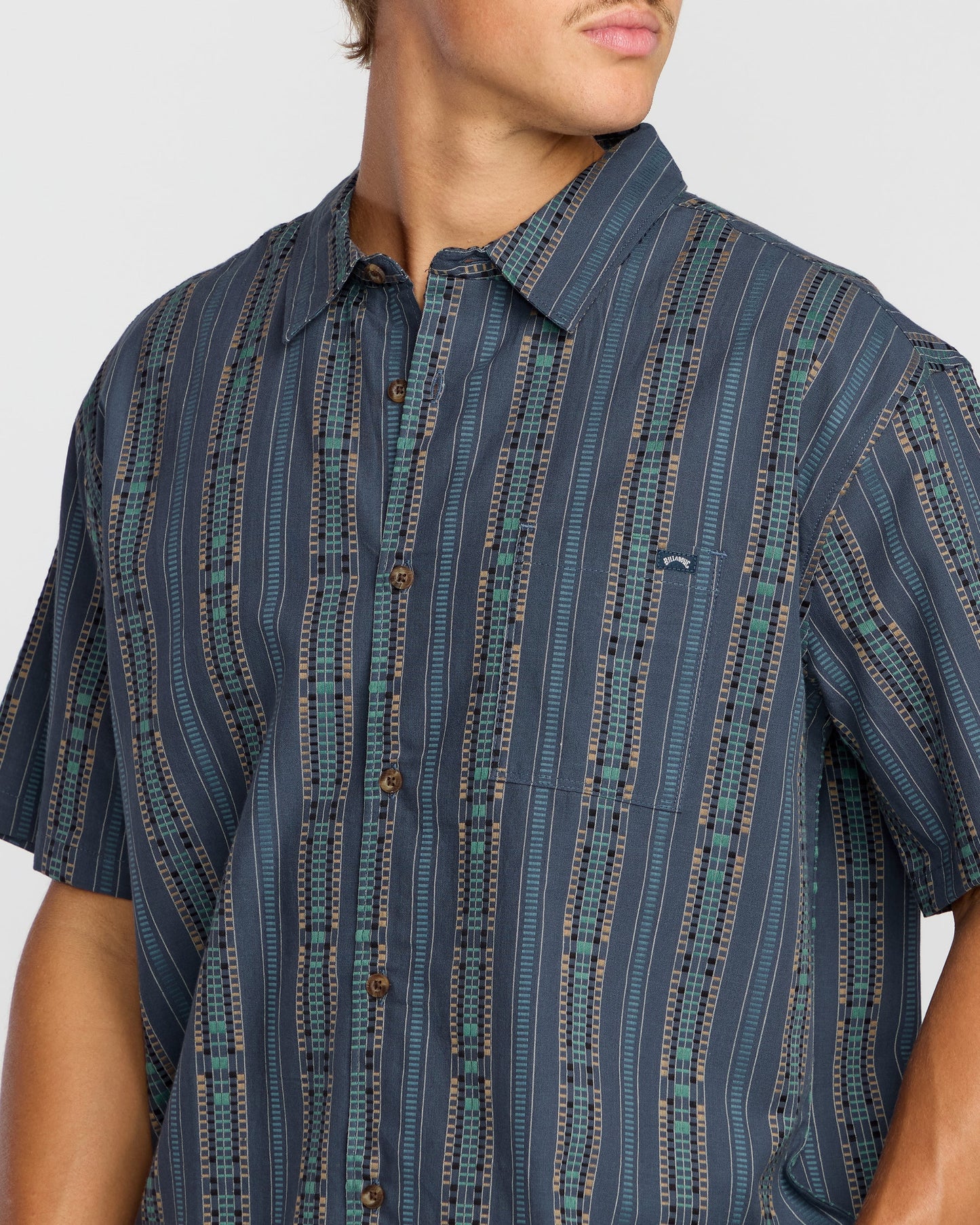 Sundays Jacquard Short Sleeve Shirt - Dark Navy