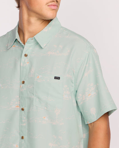 Sundays Lounge Short Sleeve Shirt - Green Ash