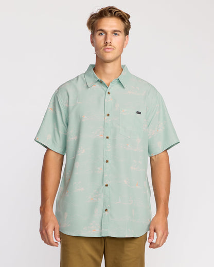 Sundays Lounge Short Sleeve Shirt - Green Ash