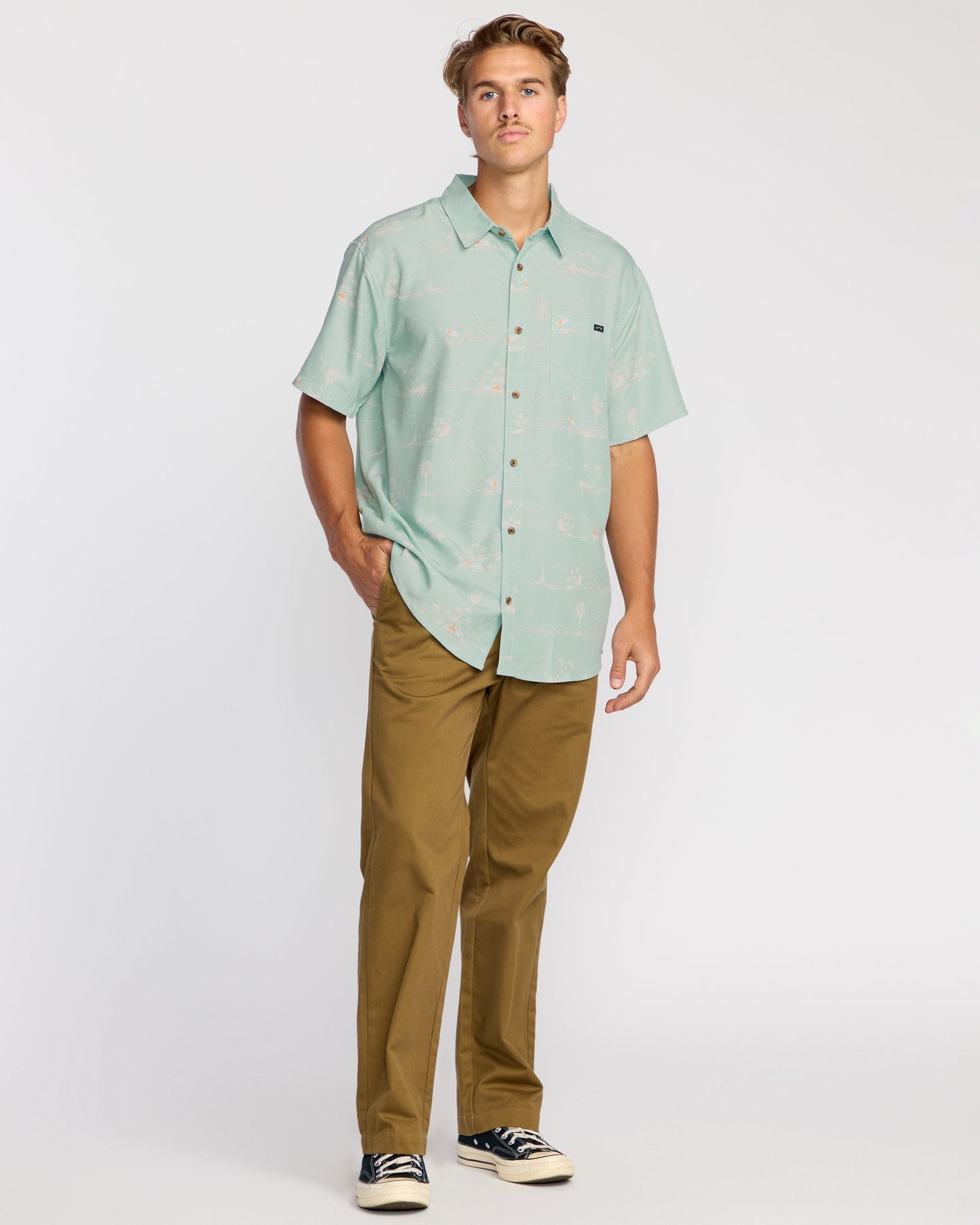 Sundays Lounge Short Sleeve Shirt - Green Ash