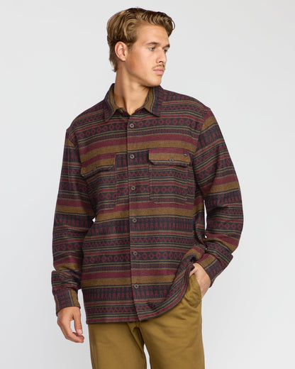 Offshore Jacquard Long Sleeve Flannel Shirt - Brick