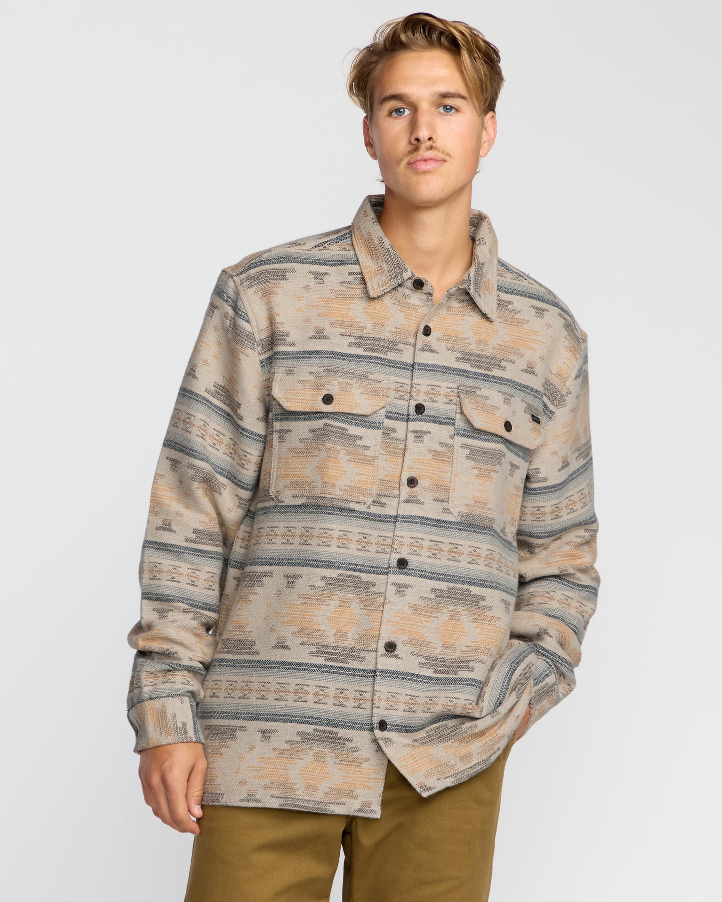 Offshore Jacquard Long Sleeve Flannel Shirt - Sand