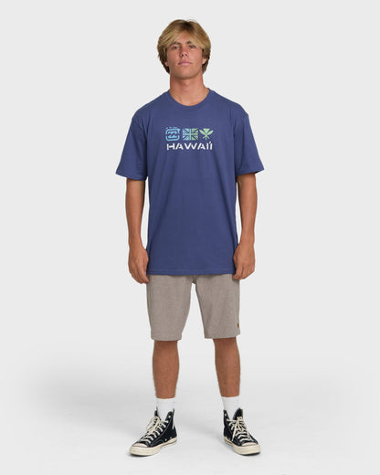 Kahili Hawaii Regular Tee - Washed Blue