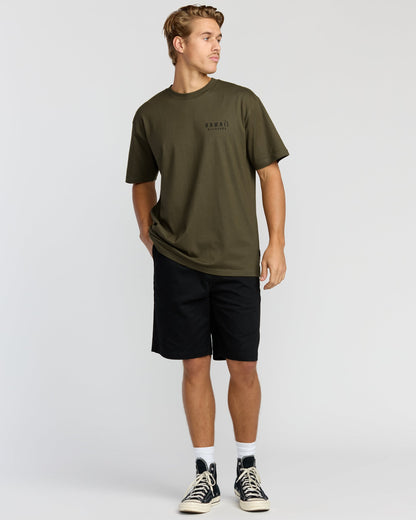 Skull Wave Hi Regular Short Sleeve T-Shirt - Military