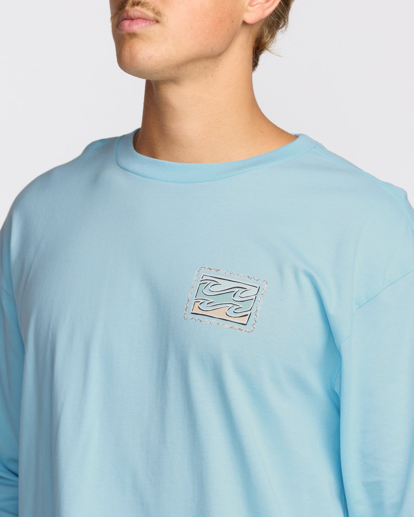Crayon Wave Regular Long Sleeve T-Shirt - Coastal Blue