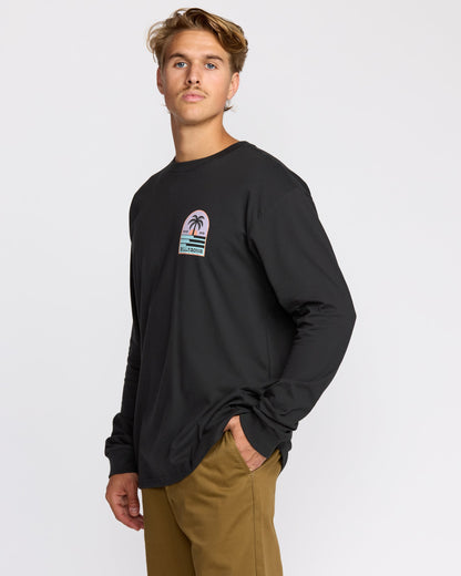 Portal Regular Long Sleeve T-Shirt - Washed Black