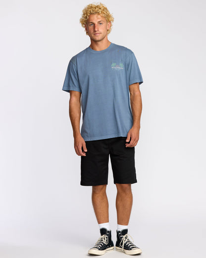Social Lounge Premium Wave Wash Short Sleeve T-Shirt - Steel Blue
