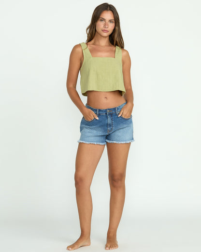 Open Skies Woven Tank - Avocado