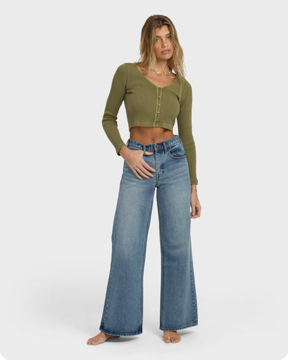 Free Fall High-Waist Denim Pants - Atlantic Deep
