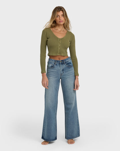 Free Fall High-Waist Denim Pants - Atlantic Deep