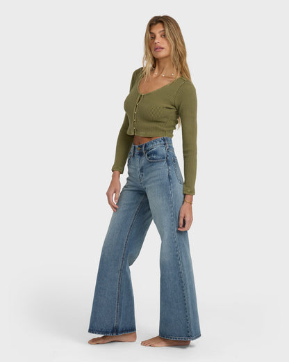 Free Fall High-Waist Denim Pants - Atlantic Deep