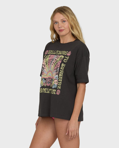 Groovy Sunrise Short Sleeve T-Shirt - Off Black