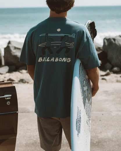 Split The Peak Regular Short Sleeve T-Shirt - Steel Blue