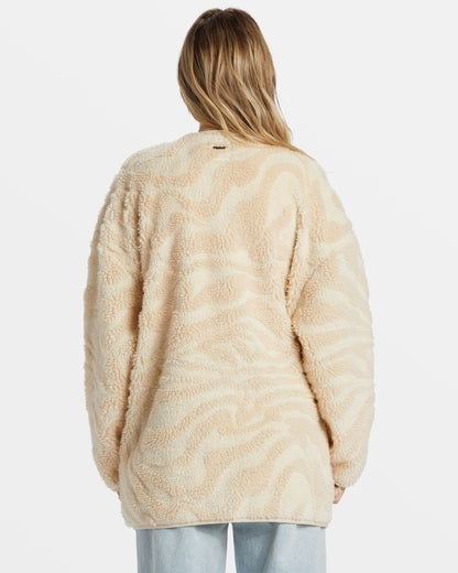 Fireside Cozy Buttoned Fleece Jacket - White Cap